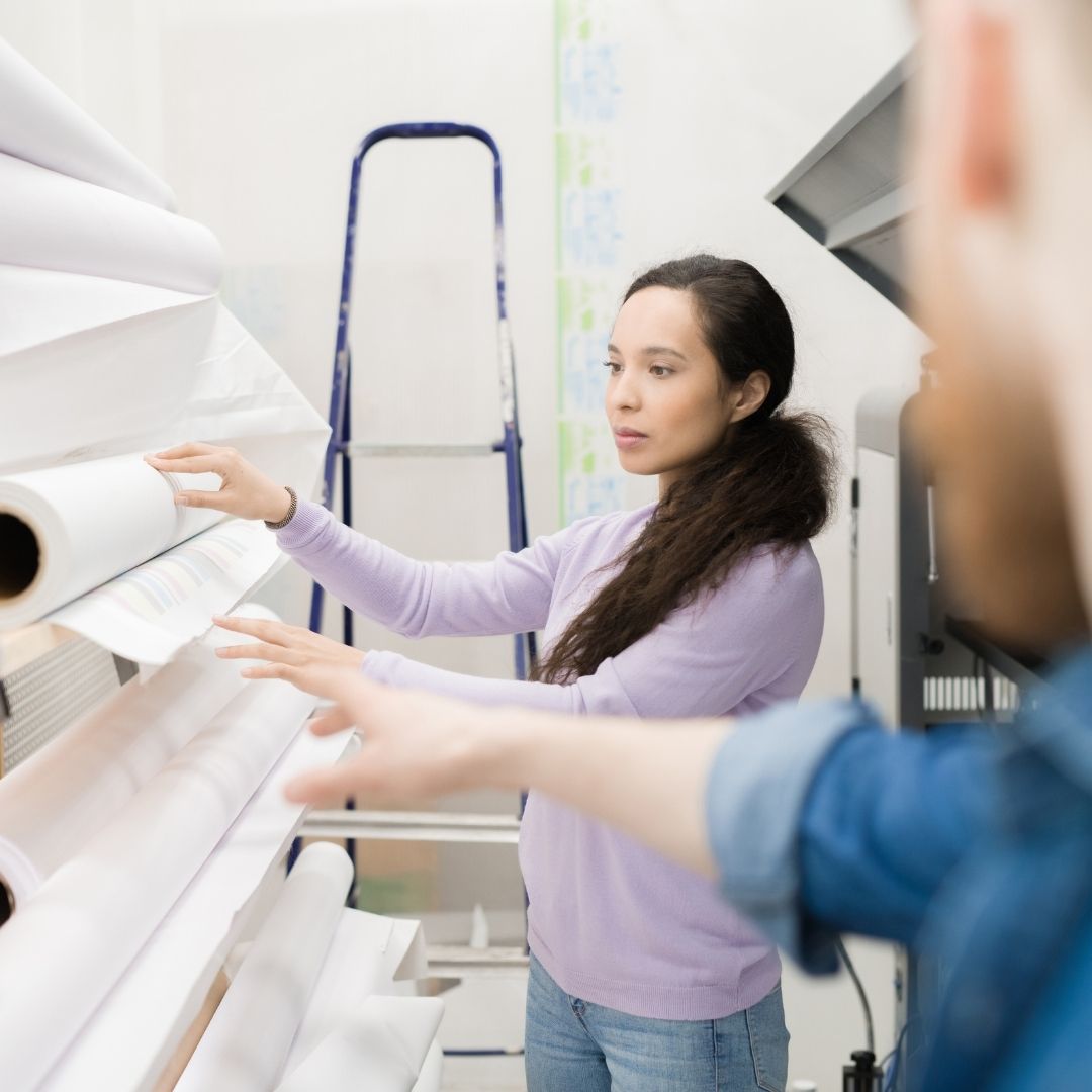 Woman looking at materials