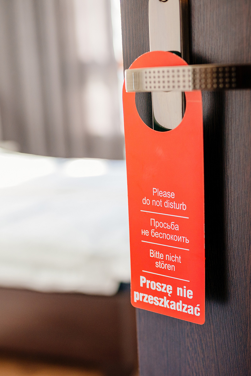 hotel door hanger, "please do not disturb"