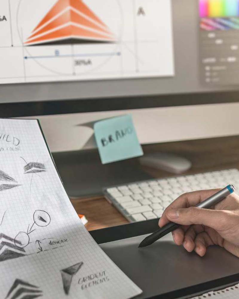 graphic designer working on logo