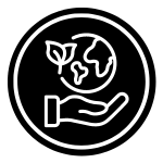 hand with globe/leaves icon