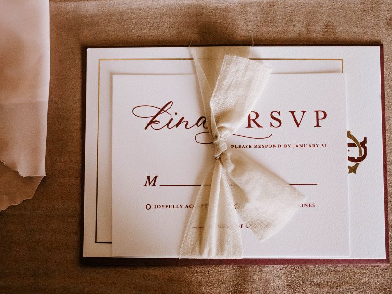 an RSVP invitation with fancy lettering