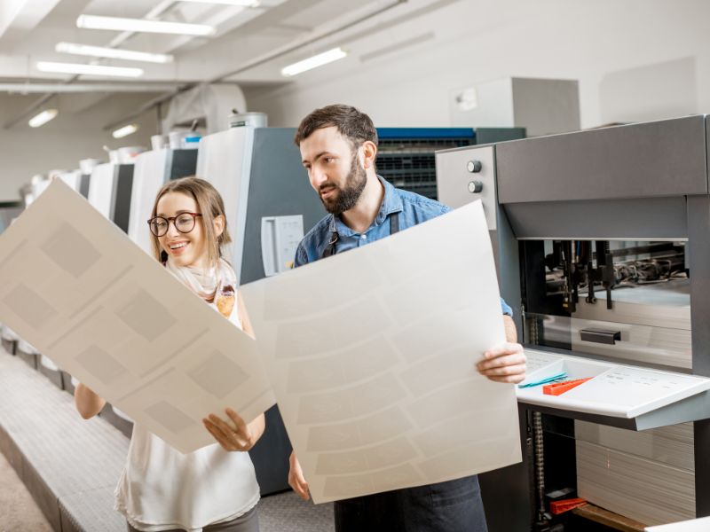 A customer satisfied with their printed posters.