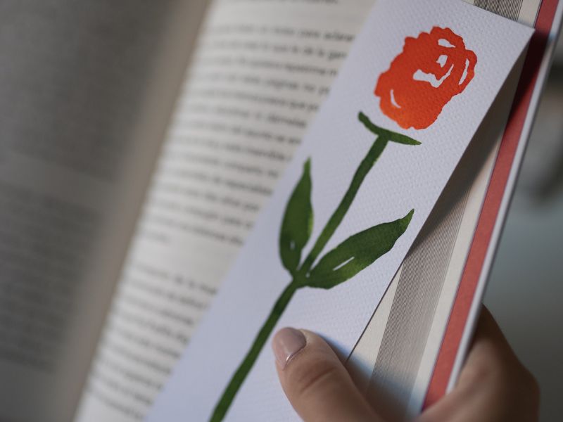bookmark with rose on it