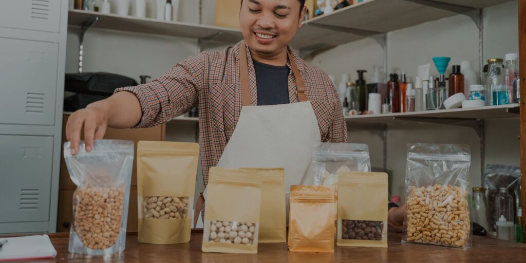 business owner with packaged products