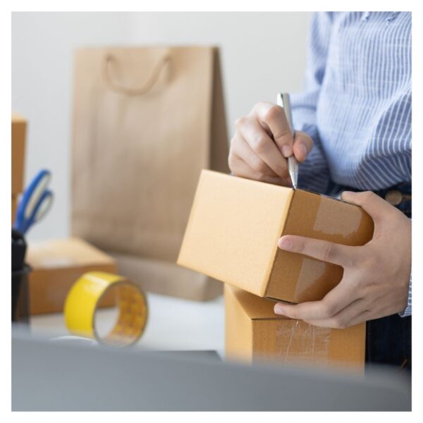writing on the exterior of a package