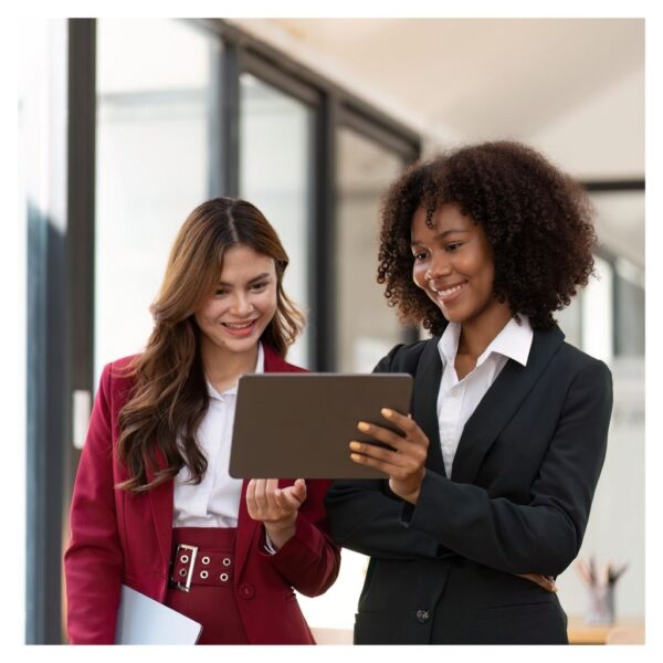 business woman looking at tablet
