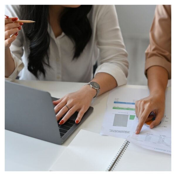 looking over business documents