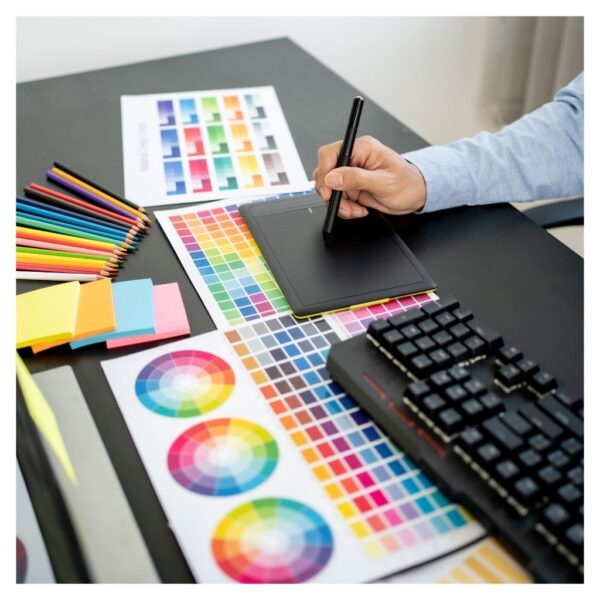 color wheel and design paperwork