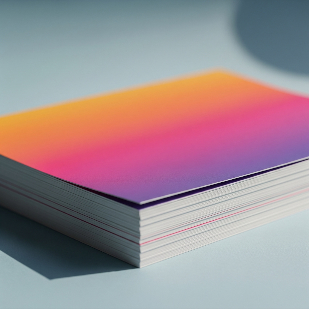 A clean stack of newly printed color flyers.