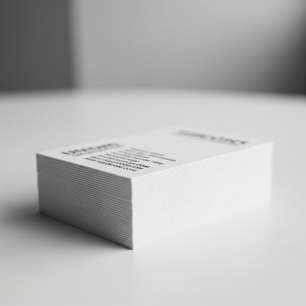 A neat stack of professionally made business cards.