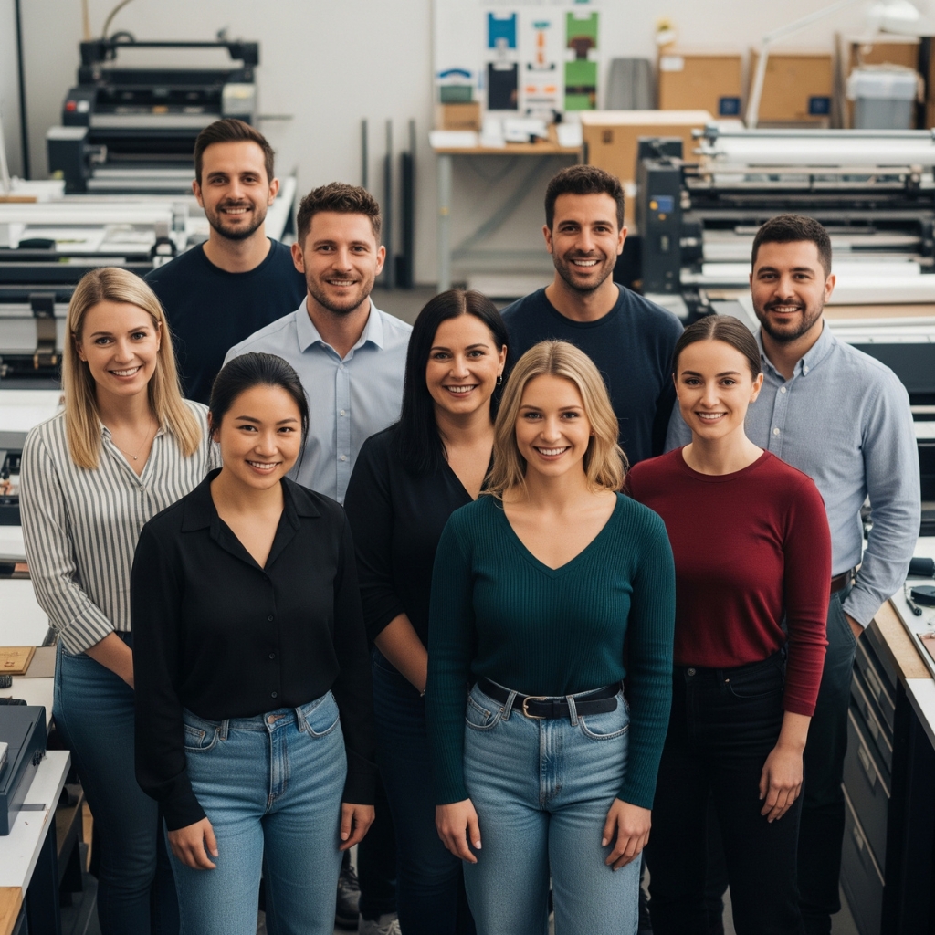 The friendly and expert team of a local printing company.