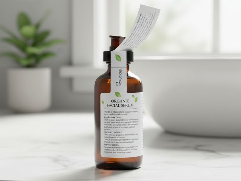 facial serum with a content label