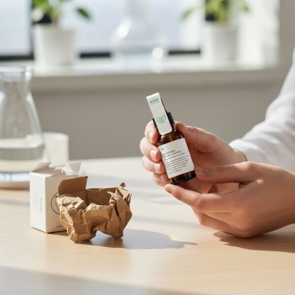 woman holding a product after opening a package