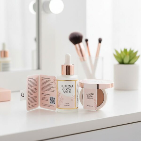 multi-page label for a serum